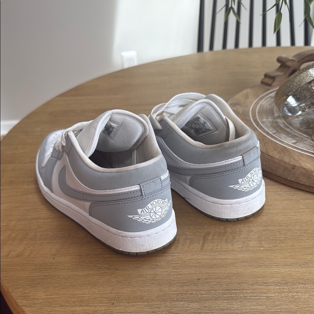 Women’s Air 1 Jordan Low Gray and White Sneakers - Picture 2 of 6